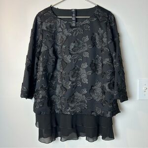 Chico's Black Label Blouse Sz 2 (large)